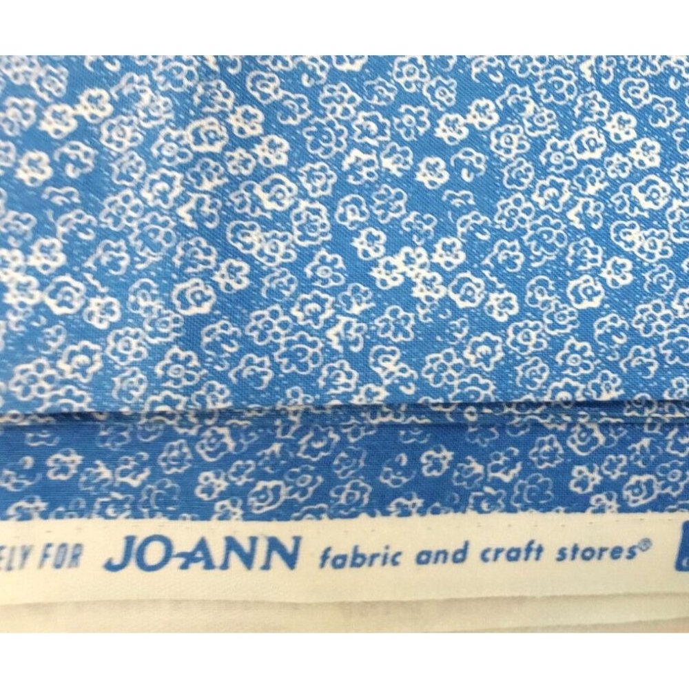 Fabric 100% Cotton Floral Print Medium Blue on White 44/45" Wide 3 yard JoAnn